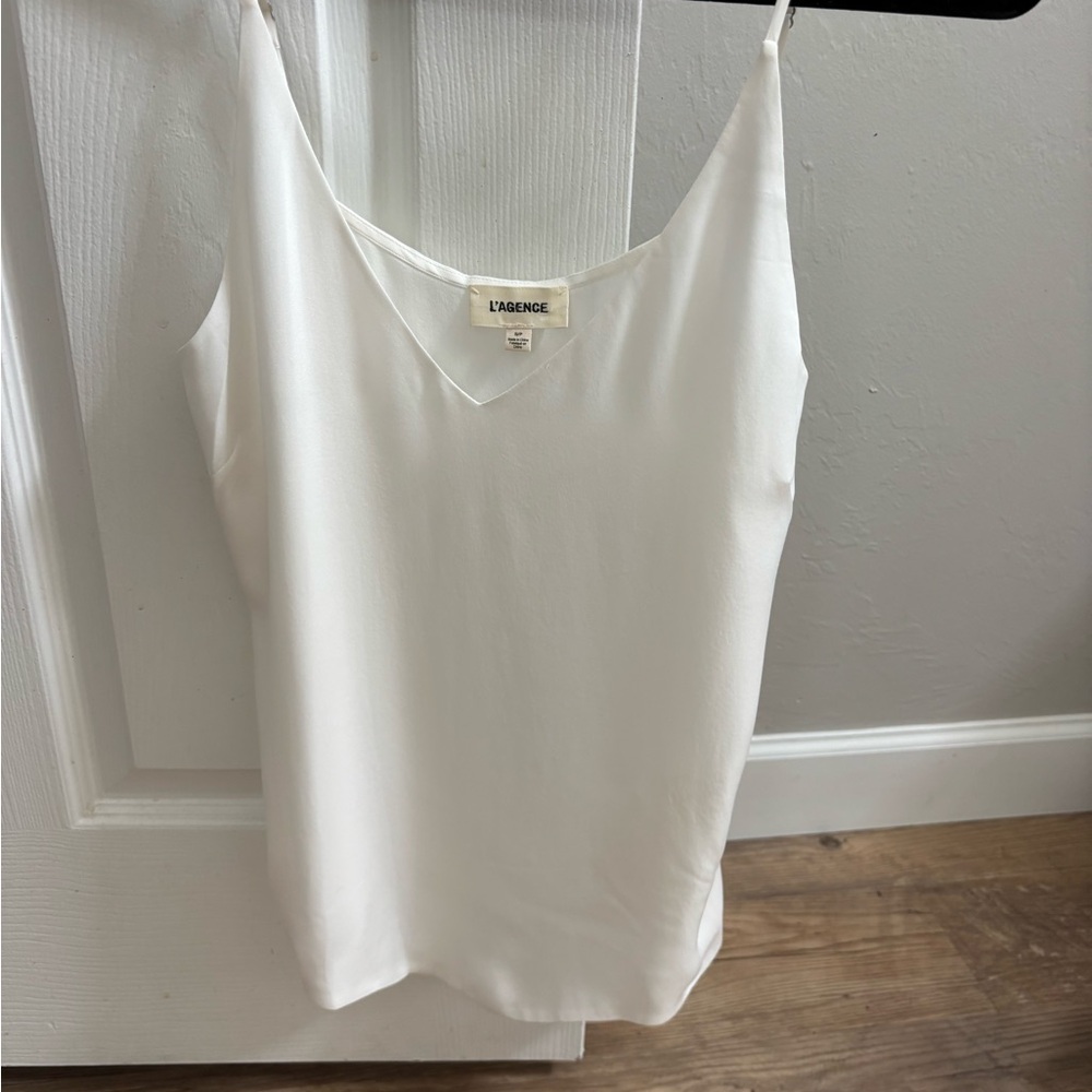 L'AGENCE Ivory Jane V Neck 100% Silk Camisole Tank Top S